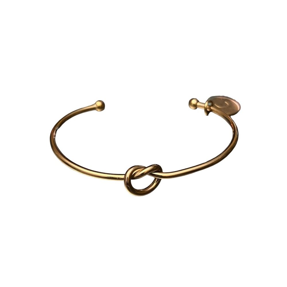 Original Knot Bracelet Cuff Gold Tone Stainless Steel C Initial NWOT